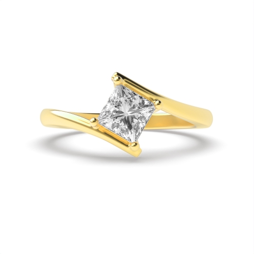 4 Prong Princess Yellow Gold Flawless Engagement Rings