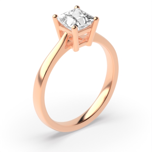 4 Prong Princess Rose Gold High basket setting Engagement Rings
