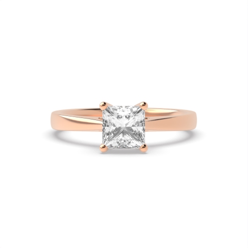 4 Prong Princess Rose Gold High basket setting Engagement Rings