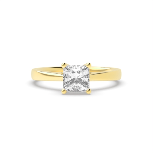 4 Prong Princess Yellow Gold High basket setting Engagement Rings