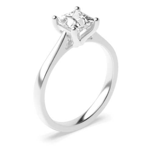 4 Prong Princess Platinum Solitaire Engagement Rings