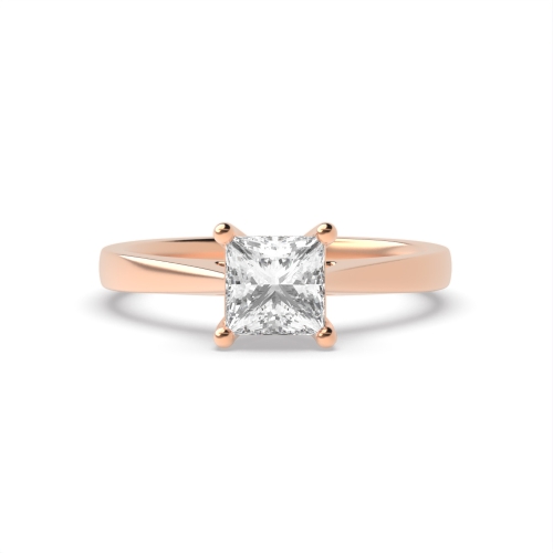 4 Prong Princess Rose Gold Tapered gallary shoulder Engagement Rings