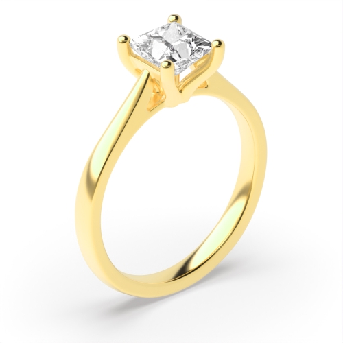 4 Prong Princess Yellow Gold Tapered gallary shoulder Engagement Rings