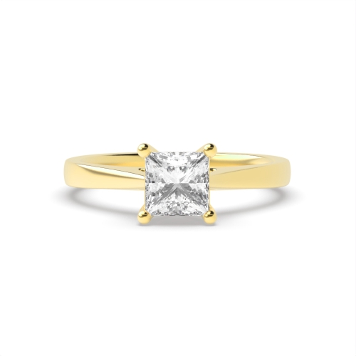 4 Prong Princess Yellow Gold Tapered gallary shoulder Engagement Rings