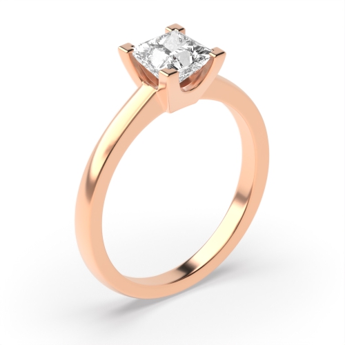 4 Prong Princess Rose Gold Square claws open Engagement Rings