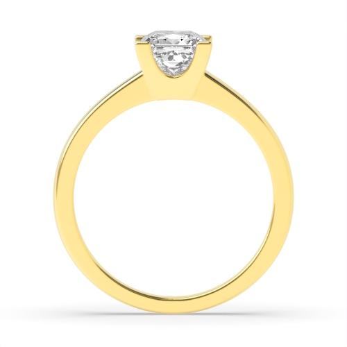 4 Prong Princess Yellow Gold Square claws open Engagement Rings