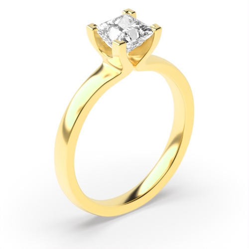 4 Prong Princess Yellow Gold Opulent Engagement Rings