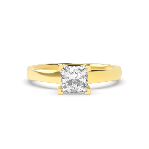 4 Prong Princess Yellow Gold Opulent Engagement Rings
