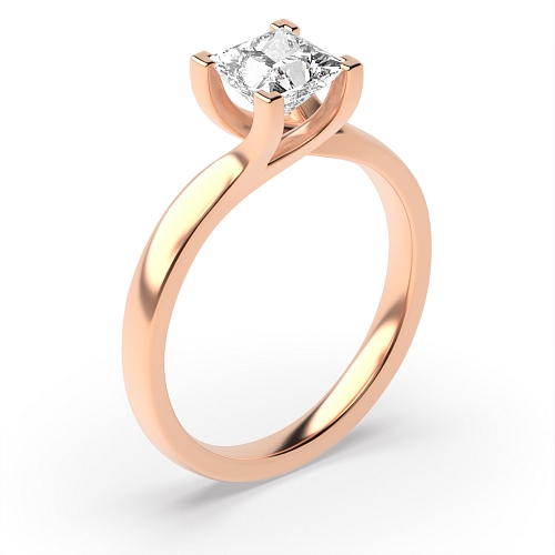 Princess Rose Gold Corner claws Crossover head Engagement Rings