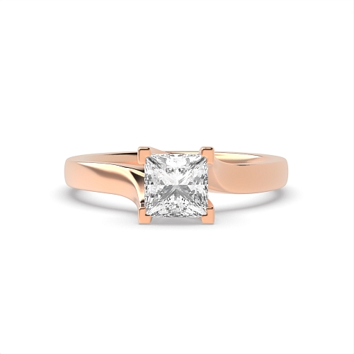Princess Rose Gold Corner claws Crossover head Engagement Rings