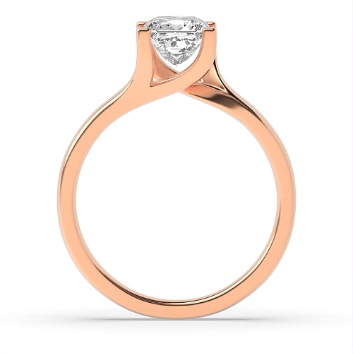 Princess Rose Gold Corner claws Crossover head Engagement Rings