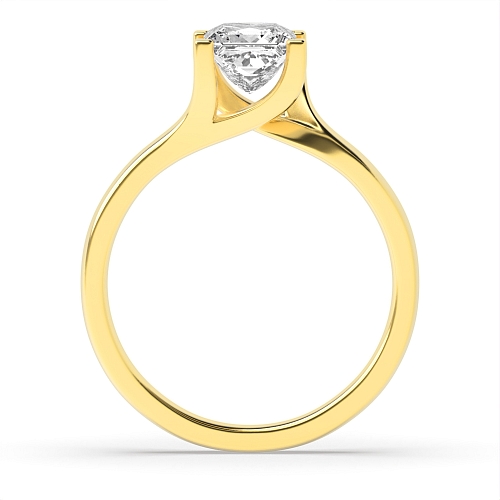 Princess Yellow Gold Corner claws Crossover head Engagement Rings