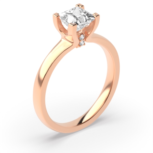 4 Prong Princess Rose Gold Unique Engagement Rings