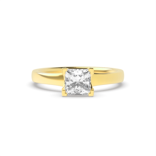 4 Prong Princess Yellow Gold Unique Engagement Rings