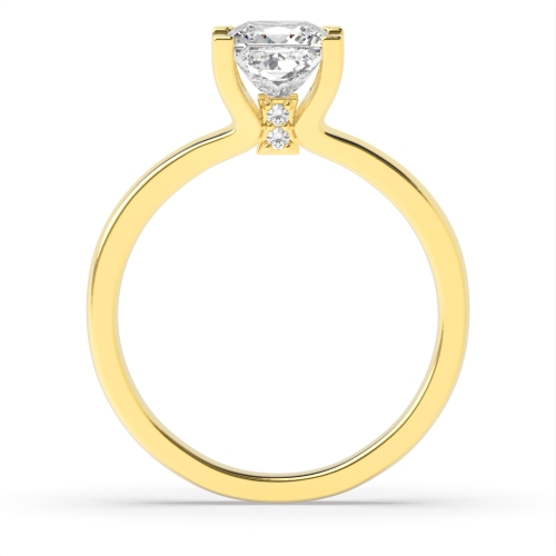 4 Prong Princess Yellow Gold Unique Engagement Rings