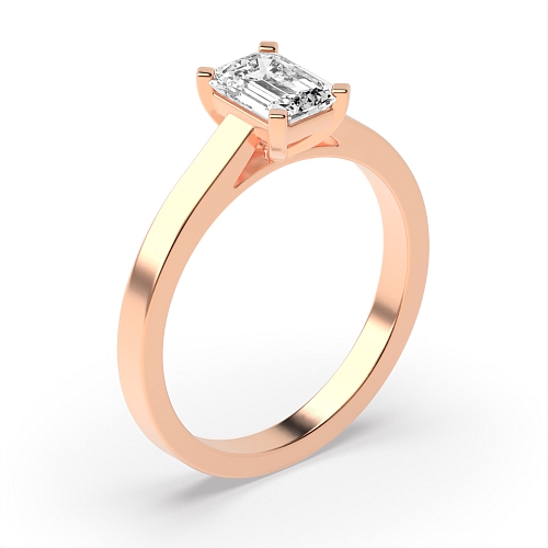 4 Prong Emerald Rose Gold Rectilinear Gleam Engagement Rings