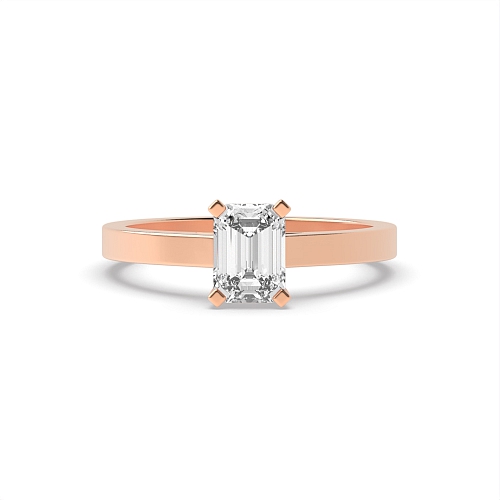 4 Prong Emerald Rose Gold Rectilinear Gleam Engagement Rings