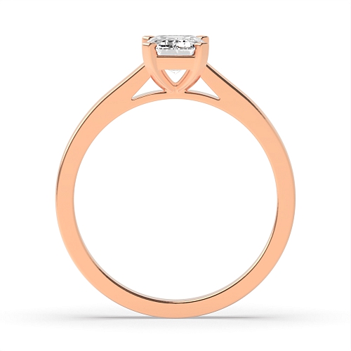 4 Prong Emerald Rose Gold Rectilinear Gleam Engagement Rings