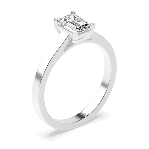 4 Prong Emerald Rectilinear Gleam Naturally Mined Diamond Engagement Rings