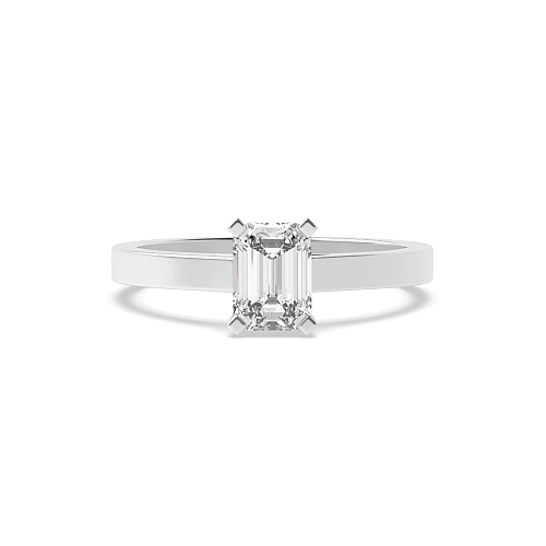 4 Prong Emerald Rectilinear Gleam Naturally Mined Diamond Engagement Rings