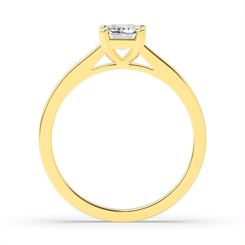 4 Prong Emerald Yellow Gold Rectilinear Gleam Engagement Rings