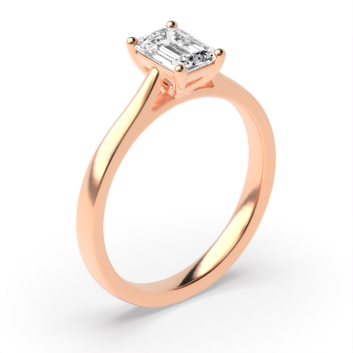 4 Prong Emerald Rose Gold Classic Engagement Rings