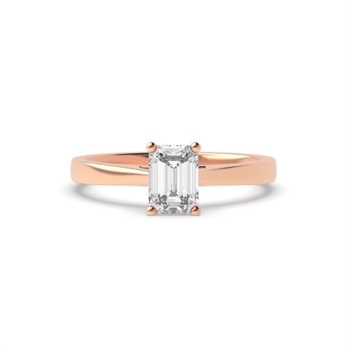 4 Prong Emerald Rose Gold Classic Engagement Rings