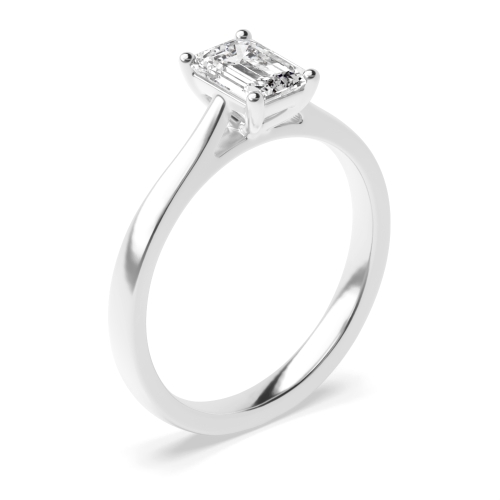 4 Prong Emerald Platinum Classic Engagement Rings