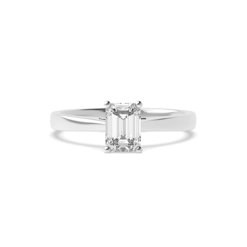 4 Prong Emerald Platinum Classic Engagement Rings