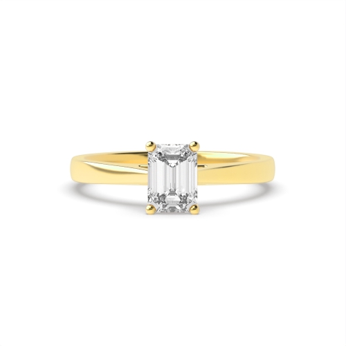 4 Prong Emerald Yellow Gold Classic Engagement Rings