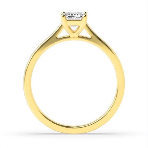 4 Prong Emerald Yellow Gold Classic Engagement Rings