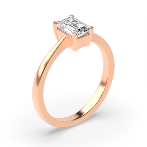 4 Prong Emerald Rose Gold Solid basket Engagement Rings