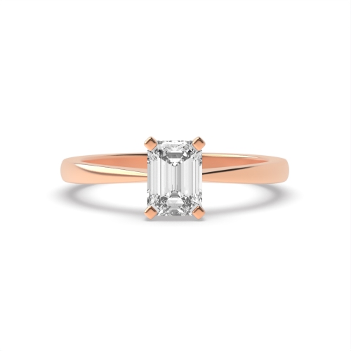 4 Prong Emerald Rose Gold Solid basket Engagement Rings