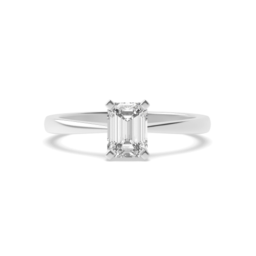 4 Prong Emerald Solid basket Naturally Mined Diamond Engagement Rings