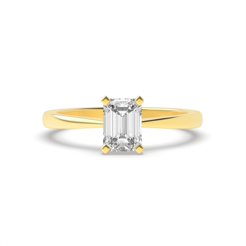 4 Prong Emerald Yellow Gold Solid basket Engagement Rings