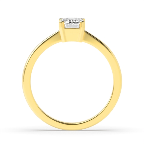 4 Prong Emerald Yellow Gold Solid basket Engagement Rings