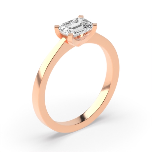 4 Prong Emerald Rose Gold Vertical set Engagement Rings