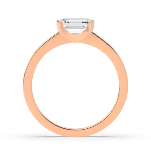 4 Prong Emerald Rose Gold Vertical set Engagement Rings