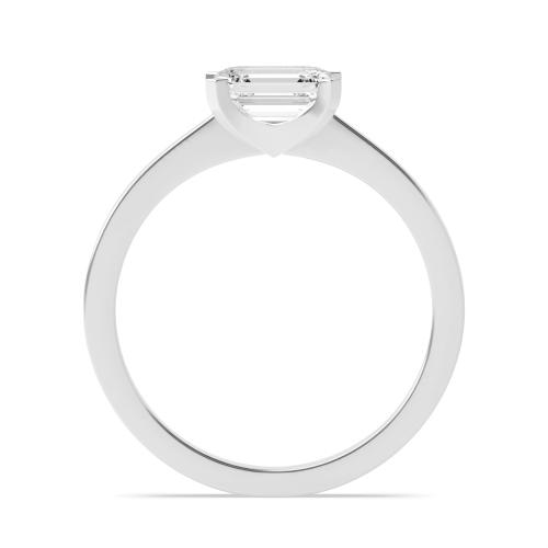 4 Prong Emerald Vertical set Naturally Mined Diamond Engagement Rings