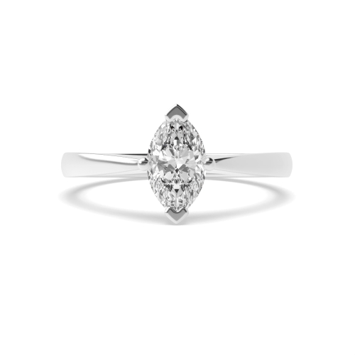 4 Prong Marquise Tapered Shank Solitaire Engagement Ring
