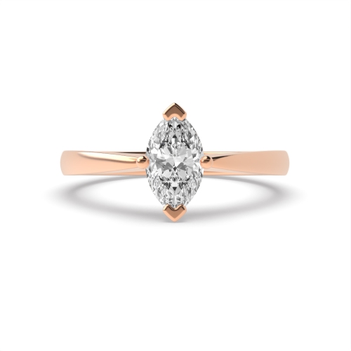 4 Prong Marquise Rose Gold Tapered shank Engagement Rings