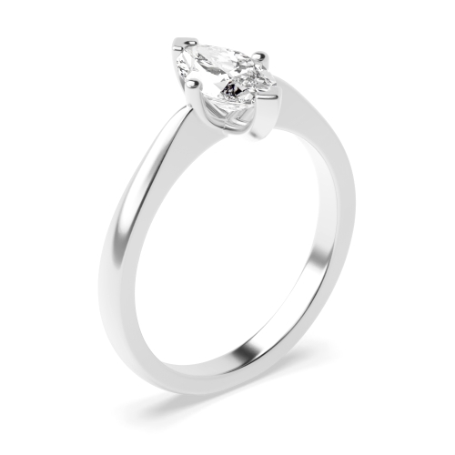 4 Prong Marquise Tapered Shank Solitaire Engagement Ring