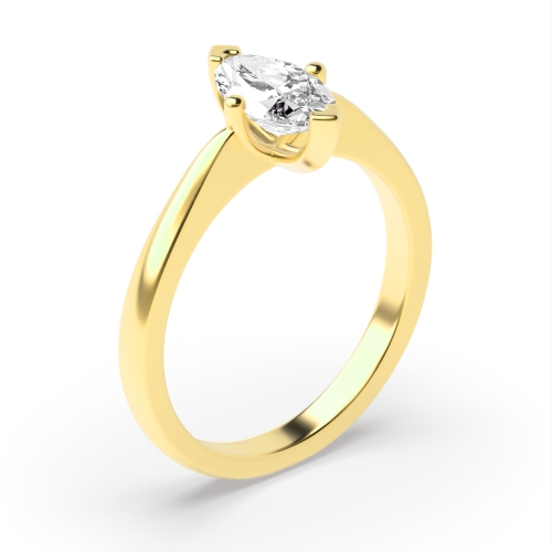 4 Prong Marquise Yellow Gold Tapered shank Engagement Rings