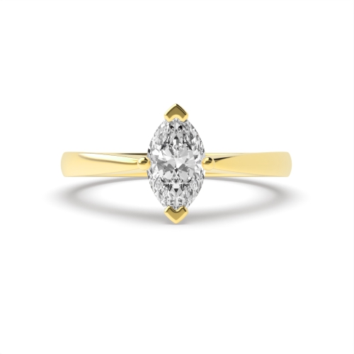 4 Prong Marquise Yellow Gold Tapered shank Engagement Rings