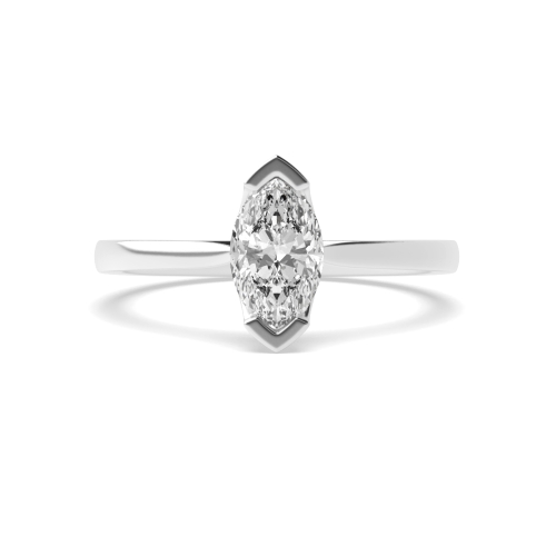 4 Prong Marquise Unusual Set Solitaire Engagement Ring