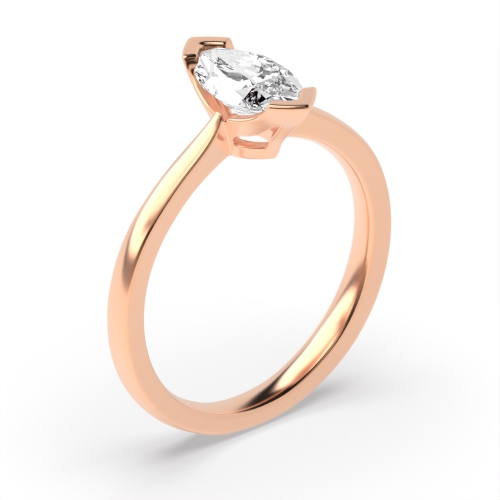 4 Prong Marquise Rose Gold Unusual set Engagement Rings