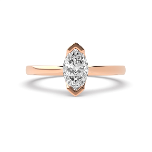 4 Prong Marquise Rose Gold Unusual set Engagement Rings