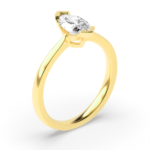 4 Prong Marquise Yellow Gold Unusual set Engagement Rings