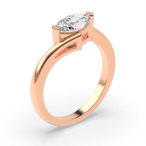4 Prong Marquise Rose Gold Twist shank vertical set Engagement Rings