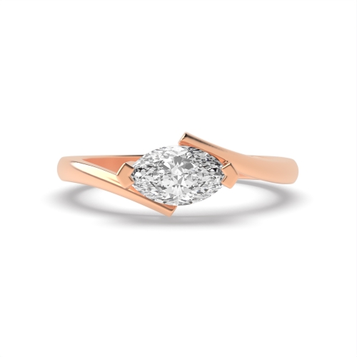 4 Prong Marquise Rose Gold Twist shank vertical set Engagement Rings